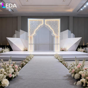 ฉากหลังอะคริลิคแบบโค้ง LEDA ดีไซน์ใหม่ ไฟ LED สีวอร์มไวท์ สำหรับตกแต่งงานแต่งงานและงานอีเว้นท์ - Product Image 2