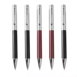 High Quality Custom Logo Business Ballpoint <b>Pen</b> New Luxury Leather Metal Laser Branded Twisted Design Office Wholesale - Product Image 1