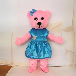 Custom pink teddy bear mascot costume bear mascot fancy dress performance prop adult size outfit carnival costume