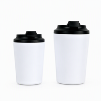 Tasses à café de style urbain 8oz 12oz, en acier inoxydable à double paroi isolé, blanches, avec tapis antidérapant, logo personnalisable