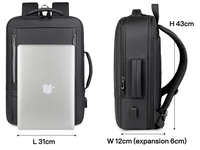 Sac à dos de voyage extensible grande capacité en PU imperméable, antivol, pour ordinateur portable, idéal pour le bureau et les affaires