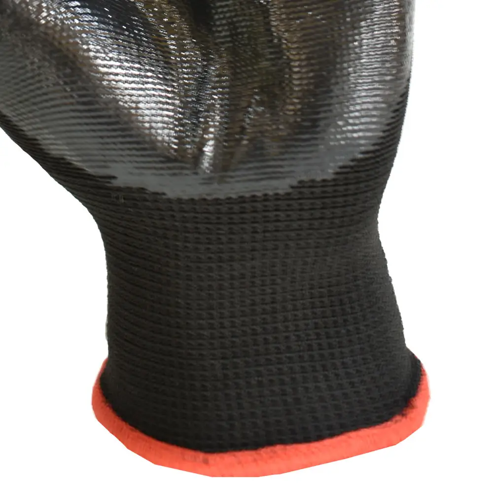 Рабочие нейлоновые защитные перчатки из ПУ кожи, 13 размеров, черные полиэфирные черные защитные рабочие перчатки с полиуретановым покрытием