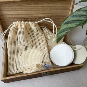 Chuanghua biểu tượng tùy chỉnh cotton hữu cơ tái chế Túi mỹ phẩm với thiên nhiên bông lưới thủ công sử dụng túi bụi sang trọng - Product Image 4