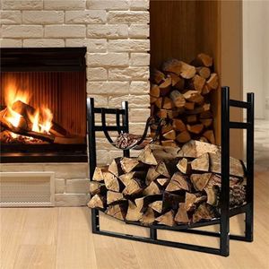 Durable Iron Fireplace Poker Brush Shovel Tongs <b>Log</b> <b>Holders</b> and Firewood Storage Racks for Indoor & Outdoor Use - Product Image 4