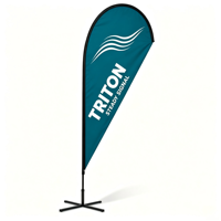 Drapeau plume publicitaire extérieur avec graphisme interchangeable pour affichage en centre commercial