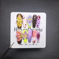 Ongles en acrylique press-on faits main, motif floral 3D, 10 pièces, personnalisables, faux ongles artificiels pour doigts – Nouveauté, Vente Flash