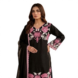 Elegant White Silk Salwar Kameez With Blue Dupatta Embroidered Ankle-Length Women's <b>Wedding</b> Wear India Pakistan Regular Fit - Product Image 1