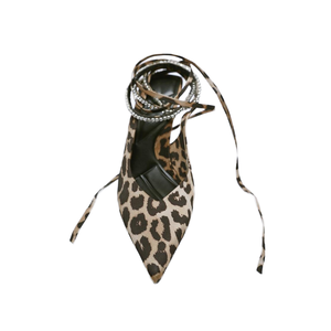 Sandales à talons aiguilles fines de luxe pour femme, imprimé léopard avec strass, respirantes, en plastique, pour l'été et les soirées - Product Image 1