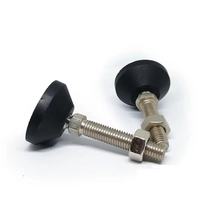 Pieds de réglage de niveau pivotant M10 Filetage T-slot Pied de nivellement pour plaque de montage de machines avec base ronde en nylon Dia 50mm
