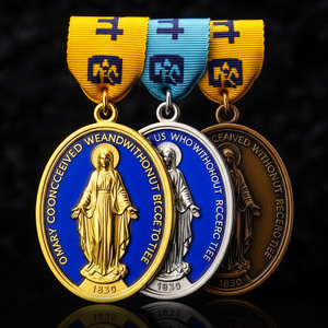 Medalla <span class=keywords><strong>de</strong></span> <span class=keywords><strong>Nuestra</strong></span> <span class=keywords><strong>Señora</strong></span> <span class=keywords><strong>de</strong></span> <span class=keywords><strong>Guadalupe</strong></span>, Regalo Religioso con Cinta Colorida, Acabado en Plata, Oro y Bronce - Product Image 3