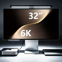 Monitor LED Plano Ultra Ancho TCOLOR de 32 Pulgadas con Pantalla Retina 6k HDR, Bisel Super Delgado de Aleación de Aluminio, Nano IPS HDR