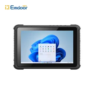 Emdoor Tablet PC Intel Celeron Win 10/11 4G, kasar industri jenis Tablet 4G GPS WiFi sidik jari dudukan mobil 128GB memori ganda USB