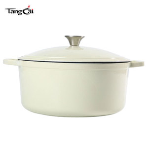 <span class=keywords><strong>Cocotte</strong></span> <span class=keywords><strong>en</strong></span> <span class=keywords><strong>fonte</strong></span> émaillée blanche crème de 10 pouces (5QT) avec revêtement antiadhésif, certifiée CE, compatible four, <span class=keywords><strong>gaz</strong></span> et induction - Product Image 1