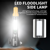 Lampe torche multifonctionnelle de secours avec marteau de sécurité, coupe-circuit, lumière LED COB zoomable, rechargeable par Type-C, torche d'urgence portable