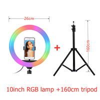 YEAH Selfie Ring Light 26cm RVB Fill LED RingLight Selfie Lampe Photographie Éclairage Mobile Holder Trépied Stand pour Vidéo Youtube