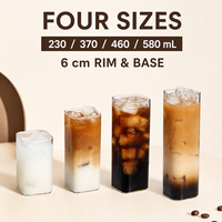 Ensemble de verres carrés 230-580 ml, style nordique, transparents, pour café glacé, jus, soda