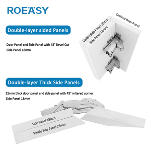 ROEASY 16-36MM Bisagra de puerta gruesa Cierre suave Oculto Hidráulico Plegable Clip-on Grado 125 Bisagra especial para gabinete de muebles - Product Image 4