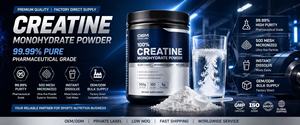 Créatine monohydrate en poudre, pureté 99,99 %, micronisée, 500 mesh, dose adulte 6 g, approvisionnement en vrac, fabricant OEM - Product Image 4