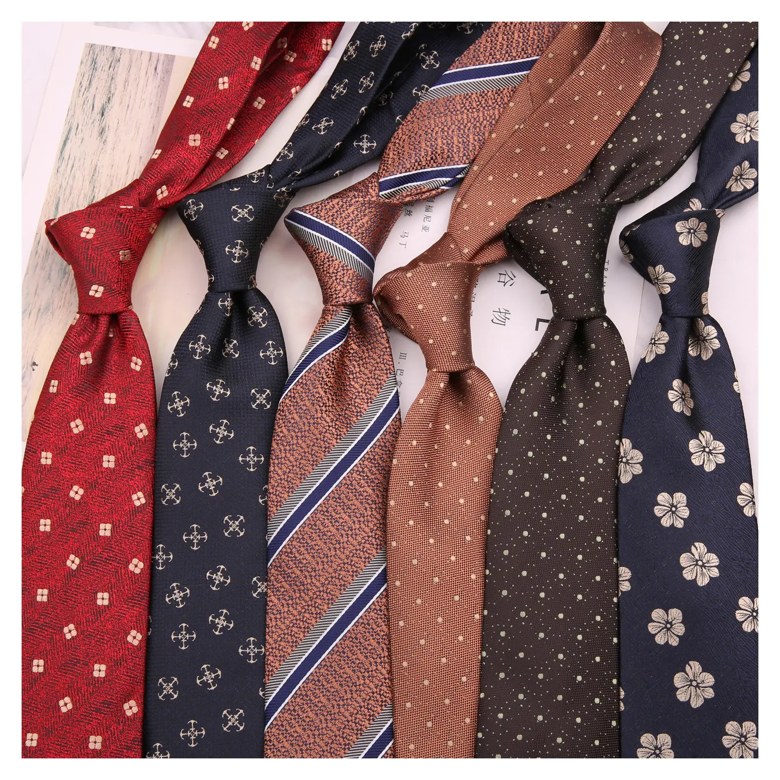 Мужские тканые жаккардовые галстуки с логотипом на заказ, галстуки в полоску, галстуки на шею из полиэстера, галстуки из полиэстера для мужчин