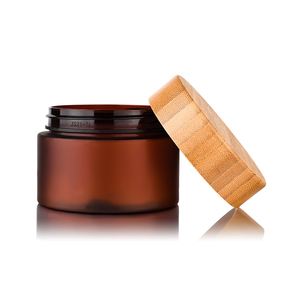 Emballage <span class=keywords><strong>cosmétique</strong></span> <span class=keywords><strong>vide</strong></span> en PET transparent ambré de 50 ml, 150 ml, 250 ml, 500 ml, <span class=keywords><strong>pot</strong></span> à crème pour le corps, gommage, avec couvercle en bambou - Product Image 4