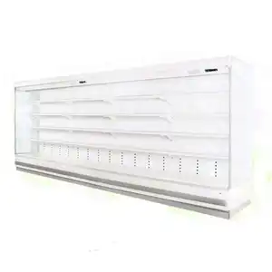 Refrigerador de exhibición de ensalada abierto con cortina de aire doble vertical comercial de supermercado