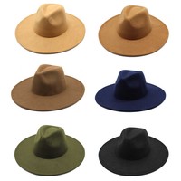 Chapeau Panama en feutre à large bord de 9,5 cm pour femmes et hommes, avec logo personnalisé, chapeau Fedora en feutre à large bord