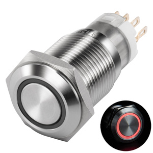 Đẩy nút đèn chuyển đổi nút latching kim loại phẳng vòng đầu 1no1nc điện <span class=keywords><strong>LED</strong></span> thắp sáng e-xe đạp không thấm nước giá thấp 16 Mét 3A IP65 - Product Image 2