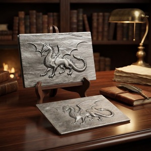 Venta al por Mayor de Placas de Obsidiana Plateada Talladas con Relieve de Dragón, Obsidiana Pulida para Decoración y Adorno de Feng Shui - Product Image 2