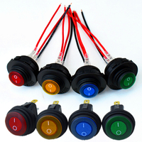Interrupteur à bascule rond étanche de 20 mm, câble pré-câblé, 3 broches, marche-arrêt, lumière LED rouge, verte, bleue, jaune, mini-interrupteur à bascule Kcd1