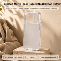 Coque arrière transparente anti-traces de doigts avec pare-chocs en TPU PC et protection d'objectif surélevée pour iPhone 17 Pro Max