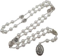 Collier de chapelet chapelet avec perles en verre blanc et noir, bijoux catholique