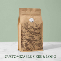 Sacs à café en papier kraft de qualité alimentaire avec valve et fermeture éclair, pochette autoportante, emballage personnalisé, fond plat