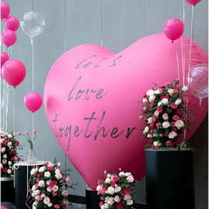 Ballons de fond de fête de mariage en forme de cœur pour décoration de la Saint-Valentin de 68 pouces, couleur pure, rouge, grand cœur Globos - Product Image 3