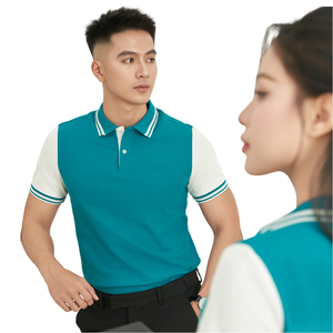 Polo deportivo de dos tonos para hombre, camiseta de 260gsm, transpirable, secado rápido, logotipo personalizado, venta al por mayor - Product Image 3