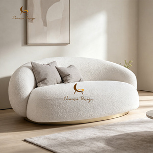 Fauteuil de salon moderne en tissu rembourré en forme de nuage, mobilier design minimaliste de luxe pour villa - Product Image 3