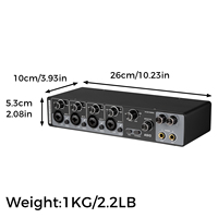 Carte son professionnelle MQ44 4 canaux Carte fils USB Studio Enregistrement par carte son Interface audio 24 bits 192Khz pour la diffusion en direct