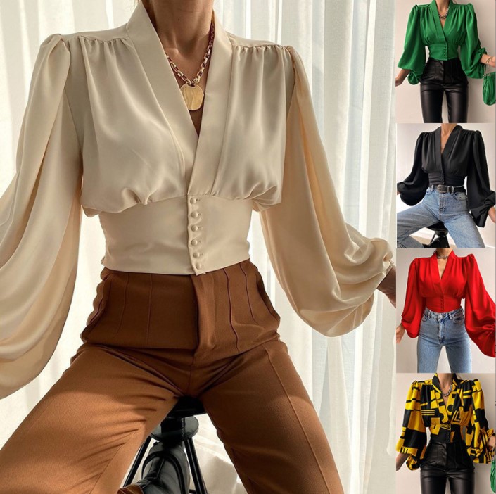 Lantern Sleeve Tops - Elegant and Versatile Women's Fashion