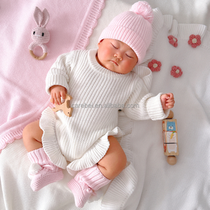 Traje de burbuja personalizado para recién nacido, suéter grueso con volantes, Pelele de brazos, prendas de punto para bebé, tela bordada con volantes de algodón para niña - Product Image 1