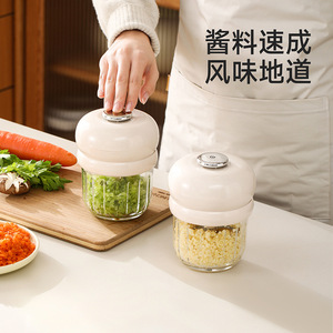 Mini Meat Grinder Garlic Crusher Manual Food Processor For Herb Spice Grinding Household Kitchen Tool - Product Image 1