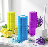 Système de nettoyage de toilettes jetable avec recharges d'aromathérapie, boîte de rangement pour bâtonnets de nettoyage et tablettes de recharges parfumées