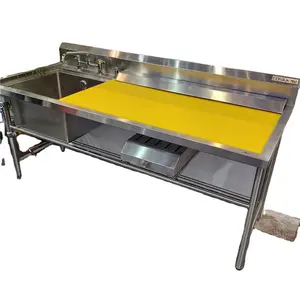 Restaurant Hotel Kitchen Equipment Stainless Steel Fish Clean Table Sea Food Work Table