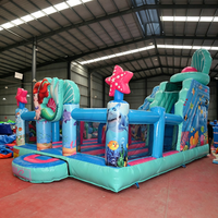 Château gonflable sur le thème de l'océan pour enfants, avec tunnel d'obstacles, pour jeux en plein air, location commerciale