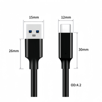 Câble USB 3.2 vers Type-C 10 Gbps 3A 60W, cordon de charge rapide et de transfert de données, noir