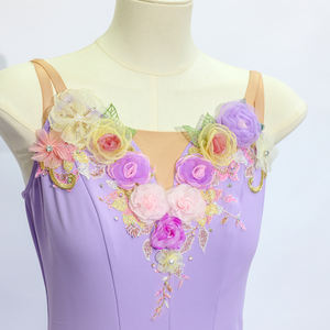 Vestido de Tutú Romántico Profesional para Niñas, Diseño Floral Hecho a Mano, Falda de Tul Suave para Bailarina, Diseño Lavanda, Estilo Cascanueces, Fitdance - Product Image 4