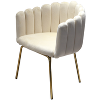 Ensemble de 2 chaises de salle à manger en velours, chaises d'appoint modernes rembourrées avec accoudoirs, pieds en métal doré pour cuisine, salon, chambre à coucher