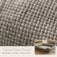 Cama para Perro Estilo Sofá de Lino Natural, con Tres Lados Reforzados, Esponja Ortopédica, Colchón Interior Extraíble, Lavable, Antideslizante, Personalizable, OEM
