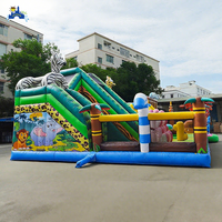Terrain de jeu gonflable géant Safari Jungle Slide Obstacle Course Bounce House for Kids Outdoor Commercial Amusement Park Games