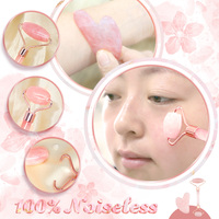 Rouleau de massage facial personnalisé en jade, Gua Sha rose, outil de massage facial pour les soins de la peau et la beauté