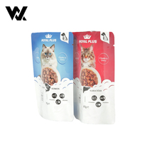 Emballage personnalisé imprimé sous vide, thermoscellable, de qualité alimentaire, 85g, pour aliments frais et humides pour chats, saumon, sachet refermable stérilisable sous vide
