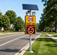 Panneau de signalisation routière personnalisé à énergie solaire avec détection de vitesse par radar, affichage de l'expression émotionnelle (sourire), limiteur de vitesse pour la sécurité routière